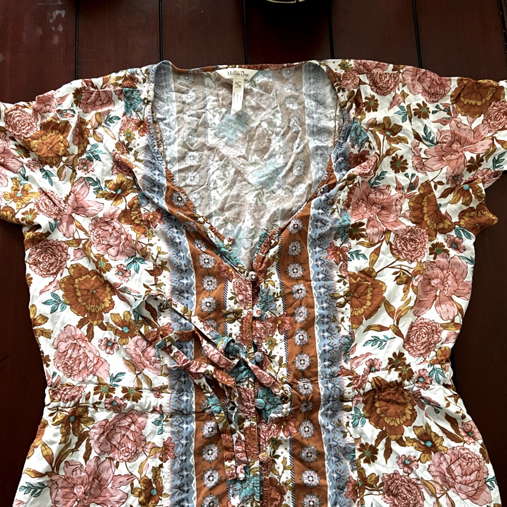 Matilda Jane Floral Midi Dress - Brown, Pink, Blue
